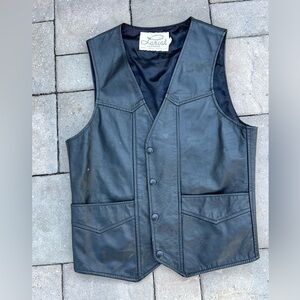 Vintage Lariat Black Motorcycle Leather Vest